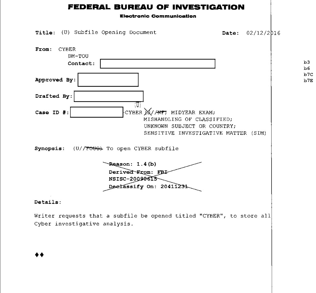 fbi hrc mishandling of classified information