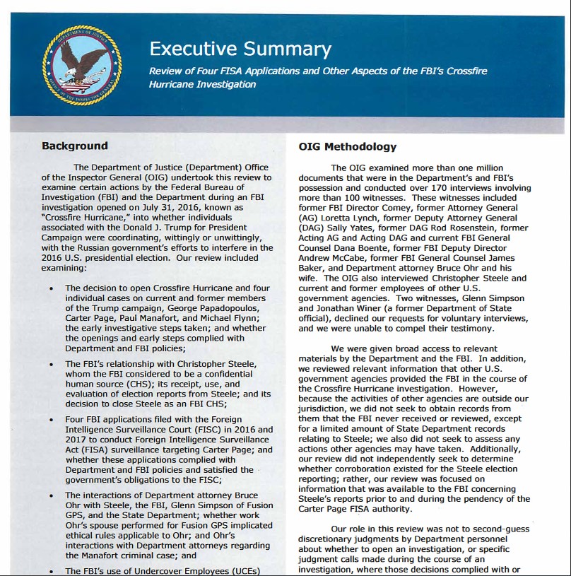 Four-FISA-Applications Inspector General's Report