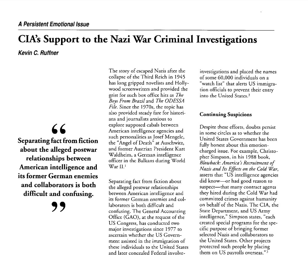 CIA Support to the Nazi